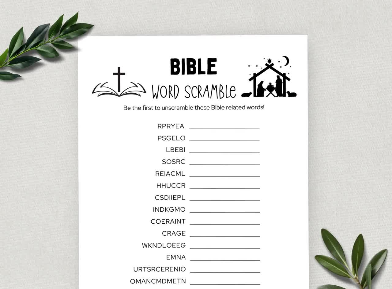 Printable Bible Word Scramble Bible Games Fun Christian Youth Group Game Sunday School Church Study Activity For Kids And Adults