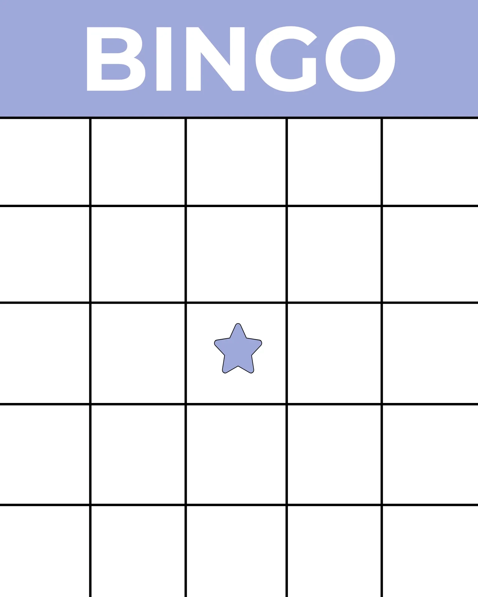 Blank Bingo Card Template Printable