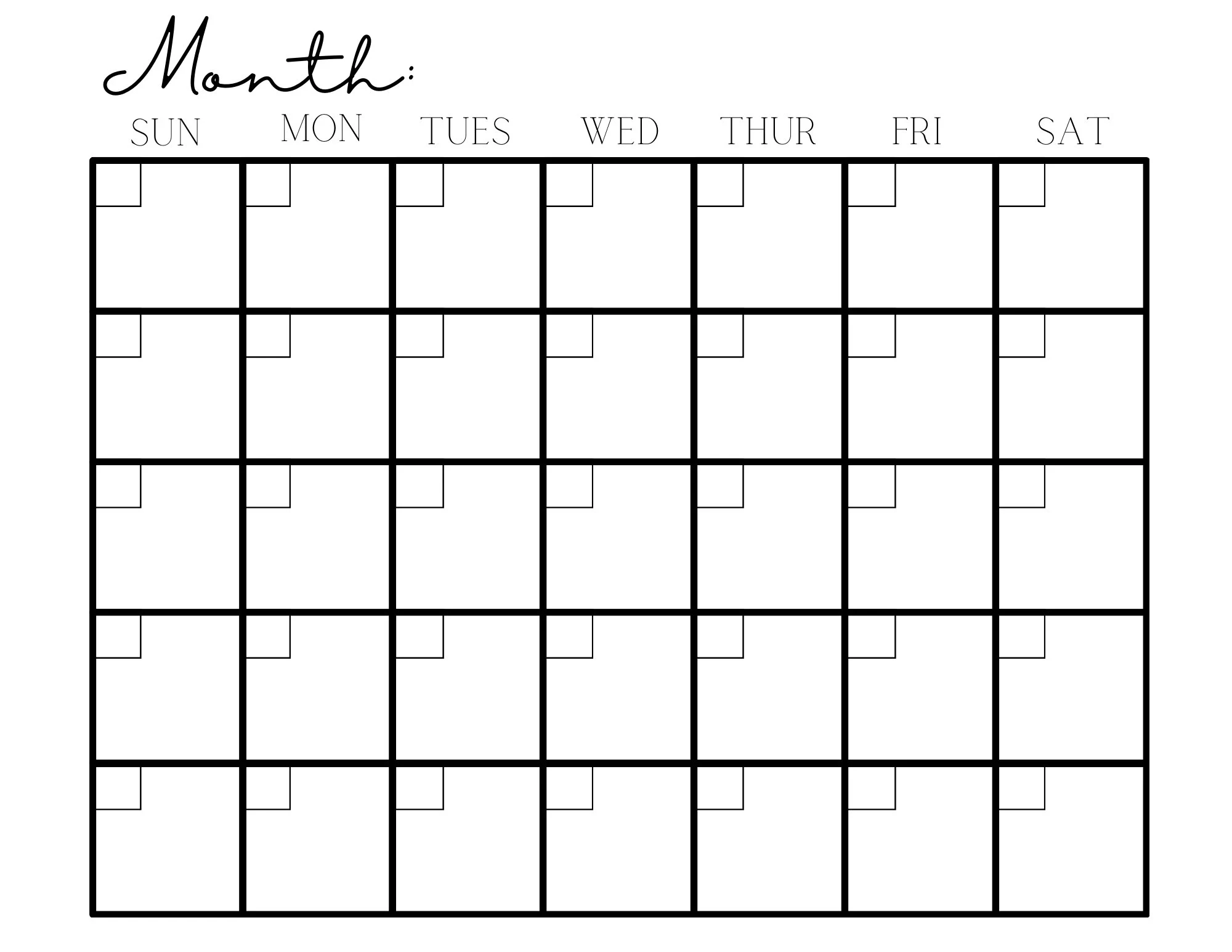 Printable Calendar 11x8 5 blank Calendar Etsy UK