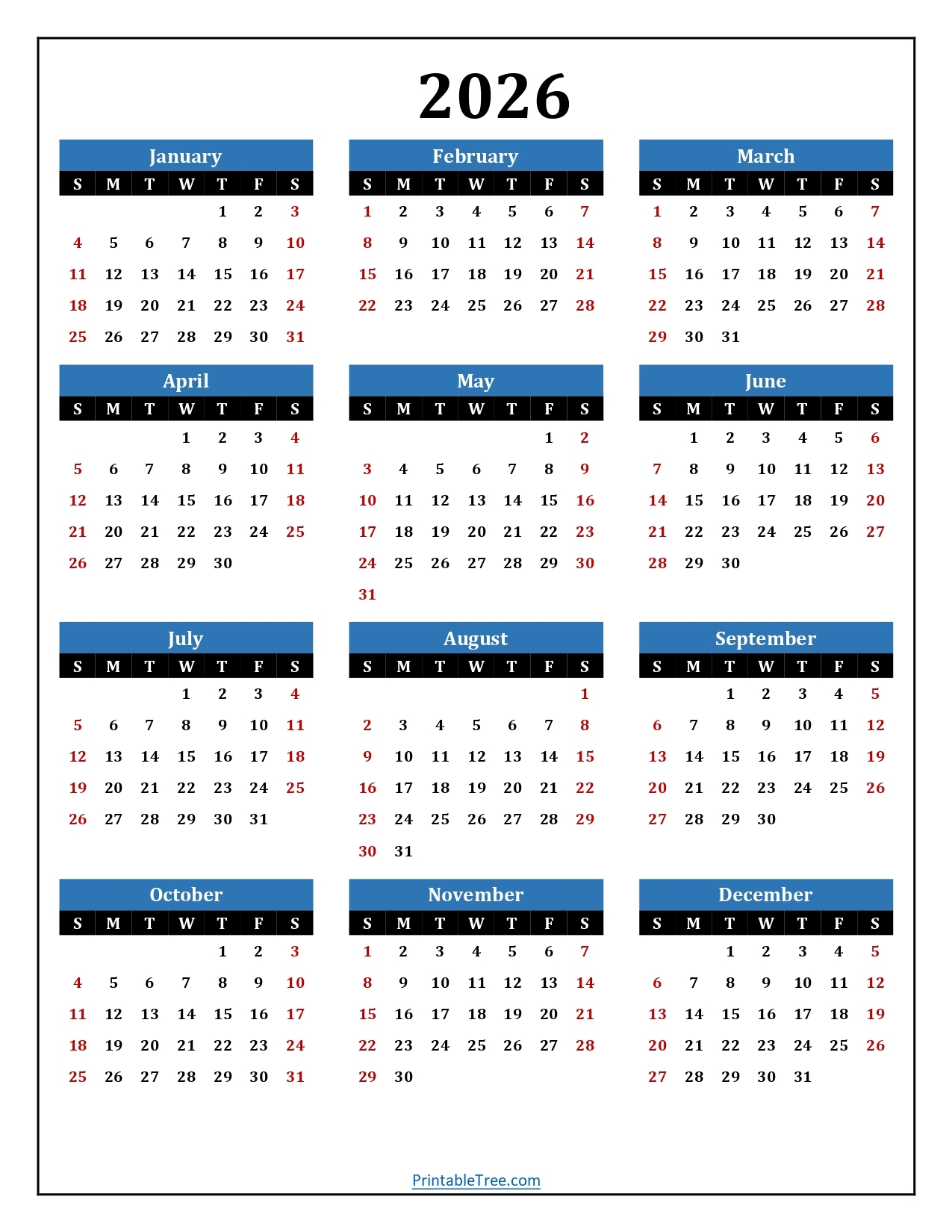 Free Printable Calendar Com 2026