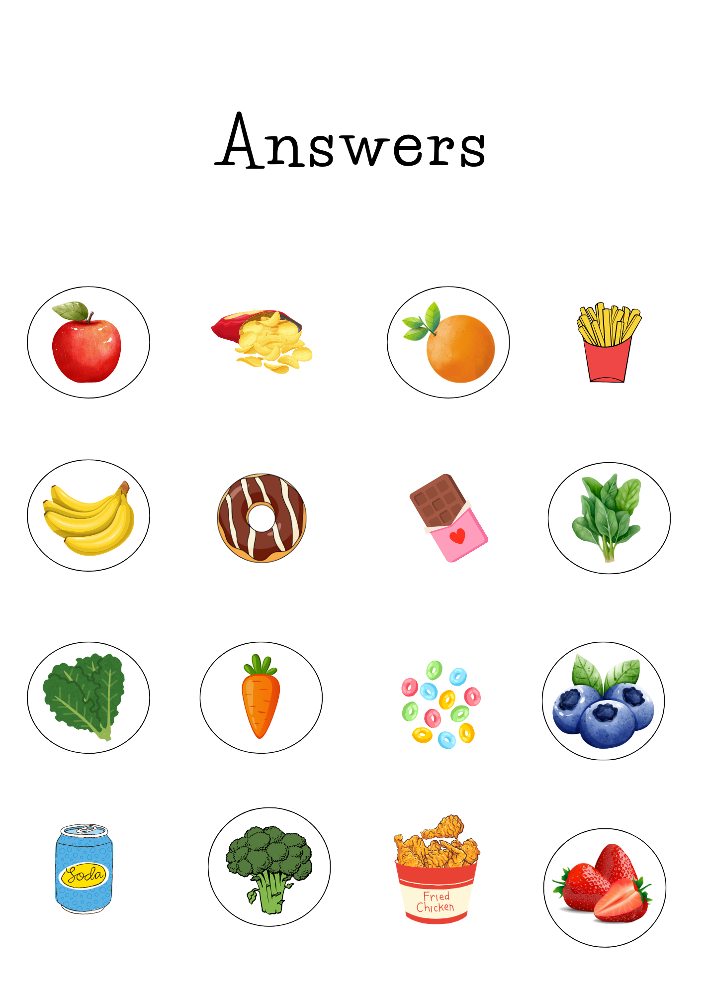 Healthy Eating Printable Activities