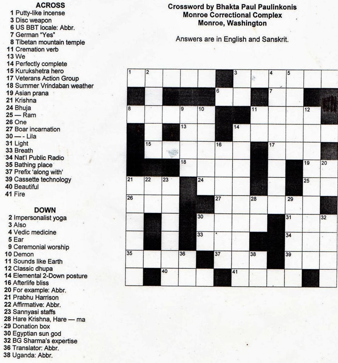 Crossword Puzzles High School Printable