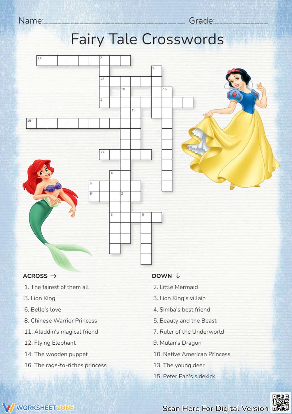 Crossword Puzzles Printable Disney