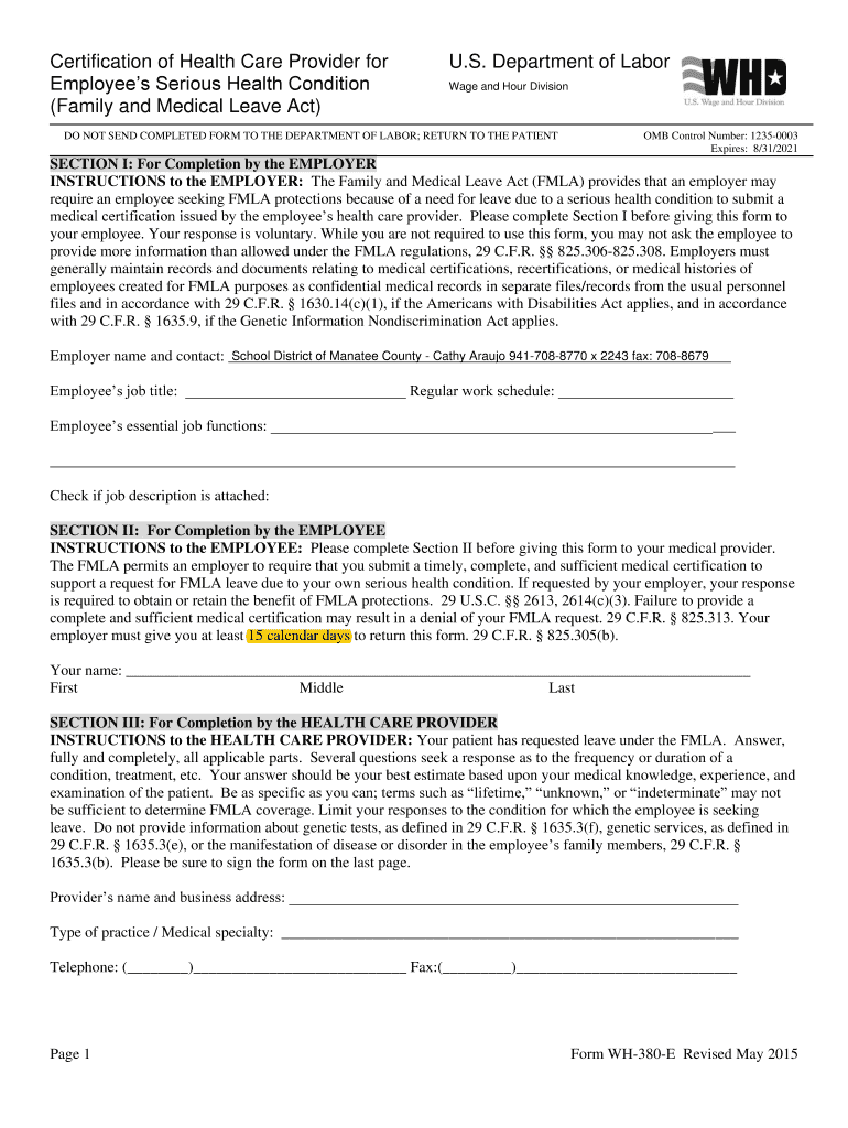 Printable Fmla Forms Fill Online Printable Fillable Blank 