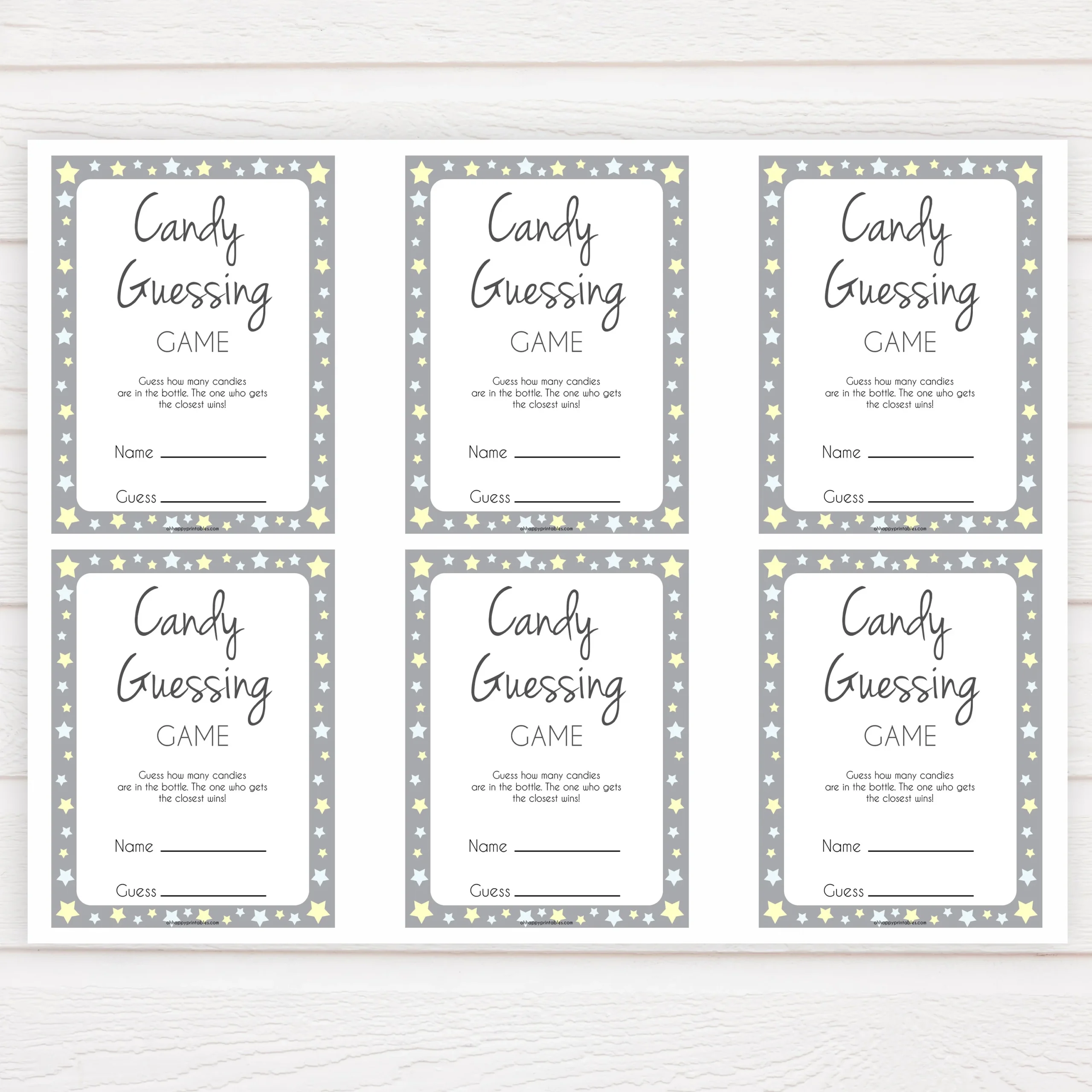 Printable Candy Jar Guessing Game Template
