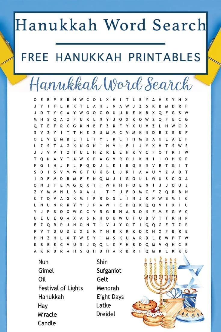 Printable Hanukkah Word Search Everyday Party Magazine
