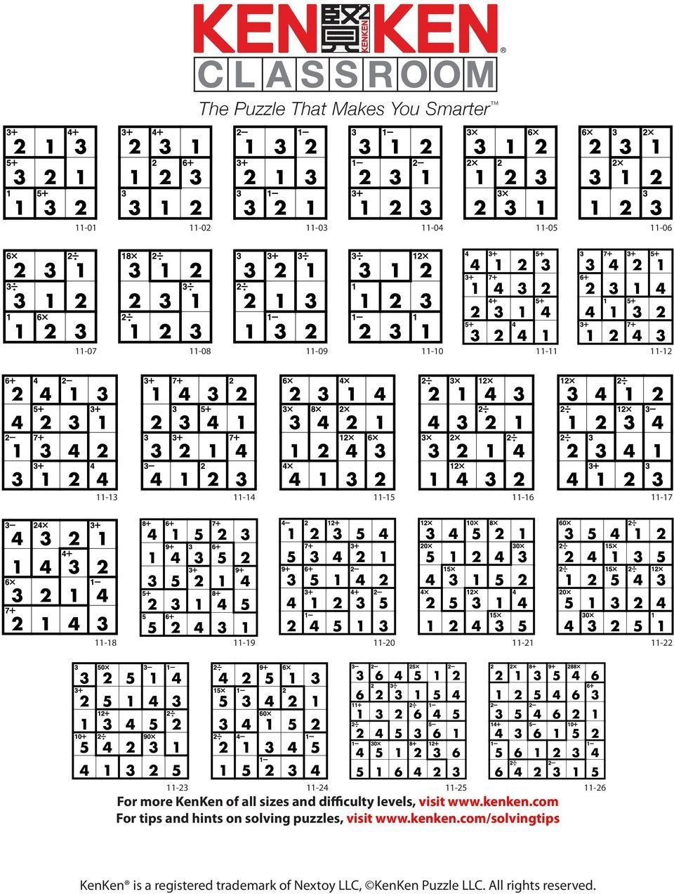 Printable Kenken Puzzle 5X5