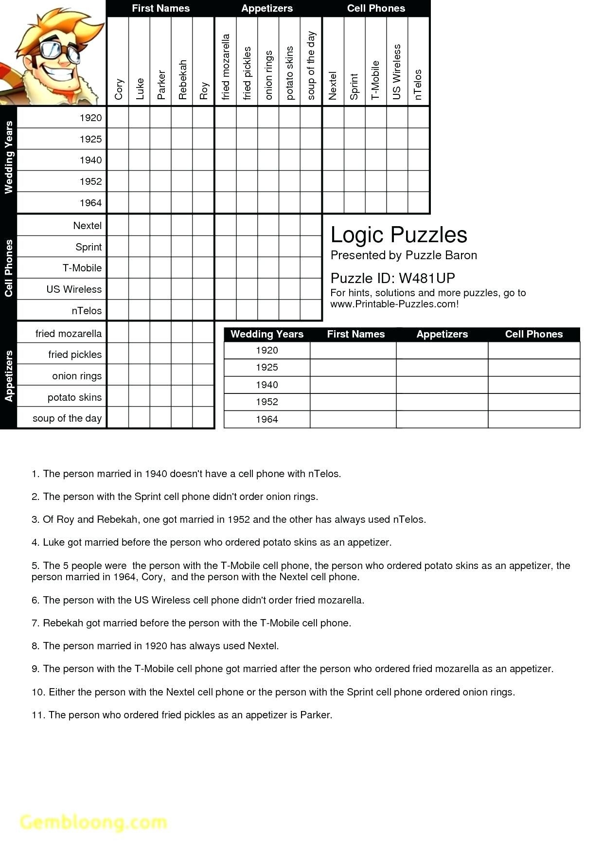 Free Printable Deduction Puzzles