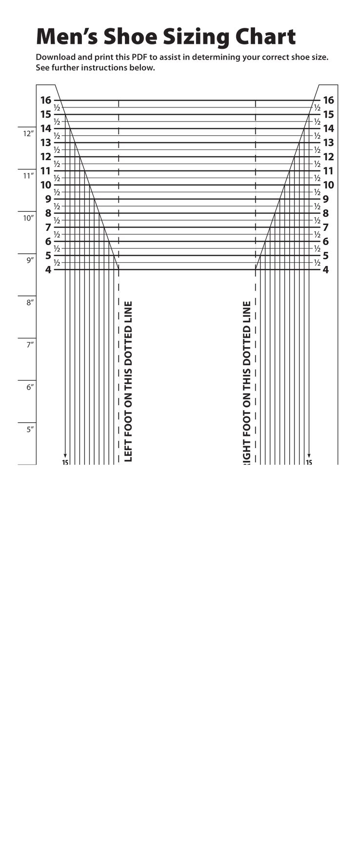 Template Printable Shoe Size Chart For Adults