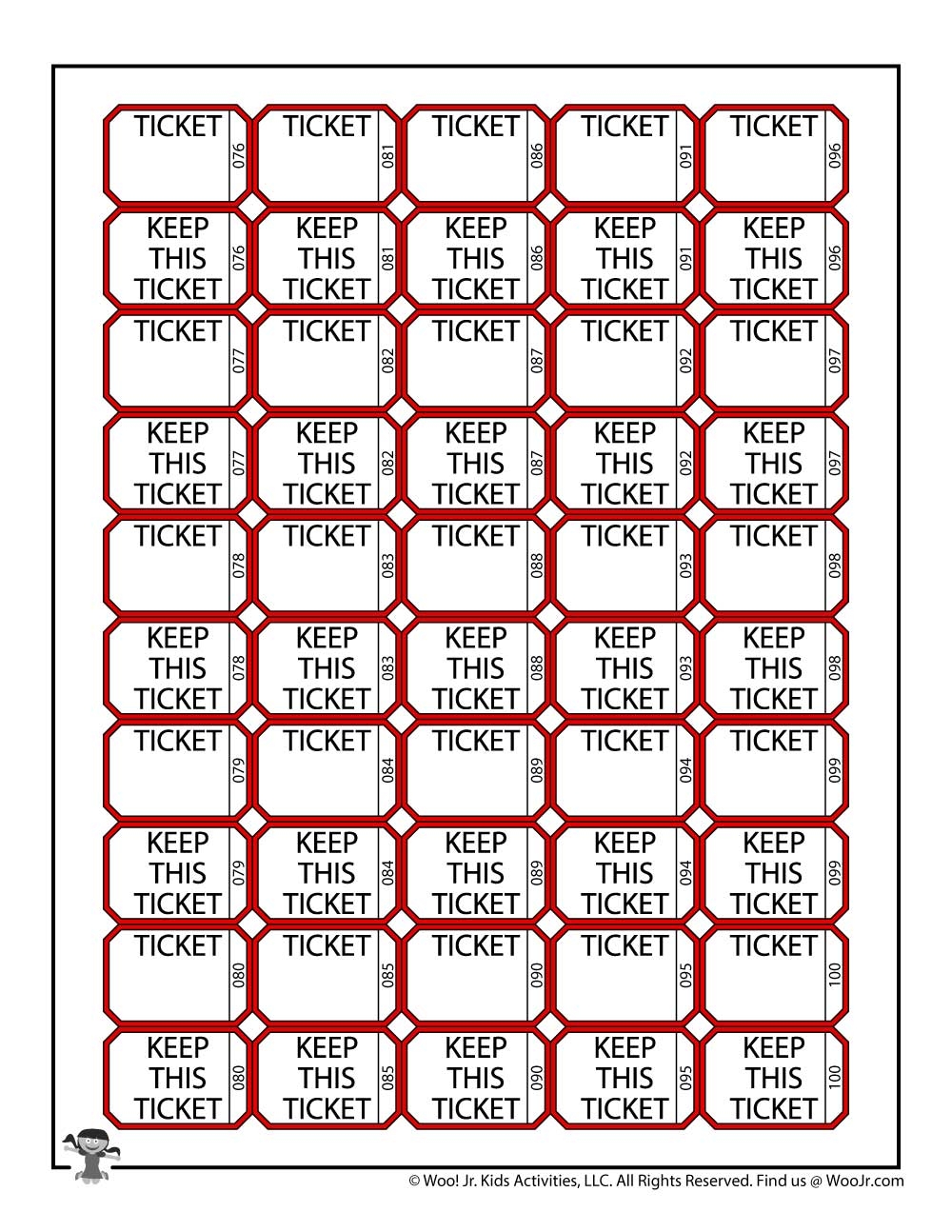 Printable Raffle Tickets Sheets Woo Jr Kids Activities 