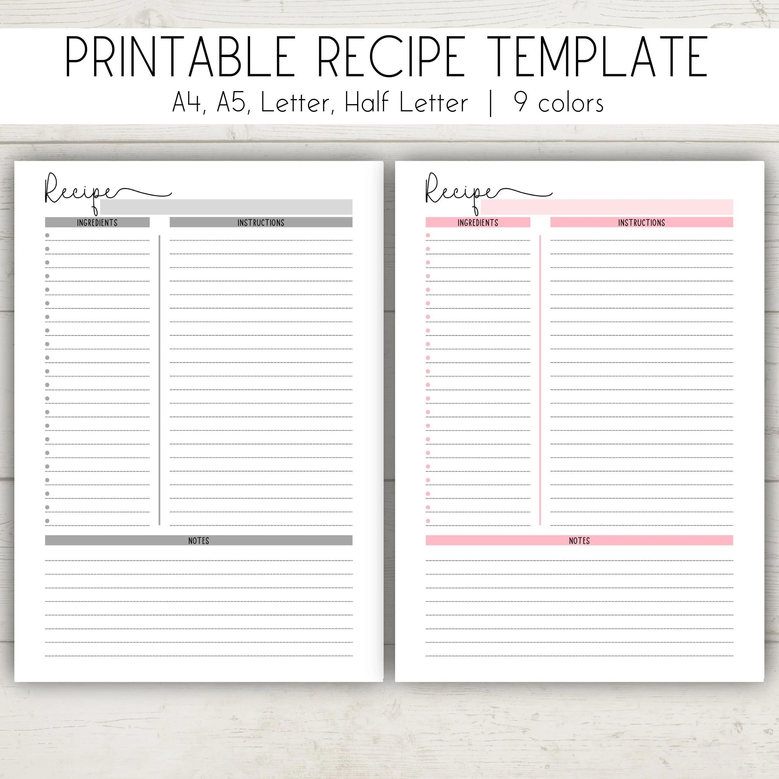Printable Blank Recipe Template