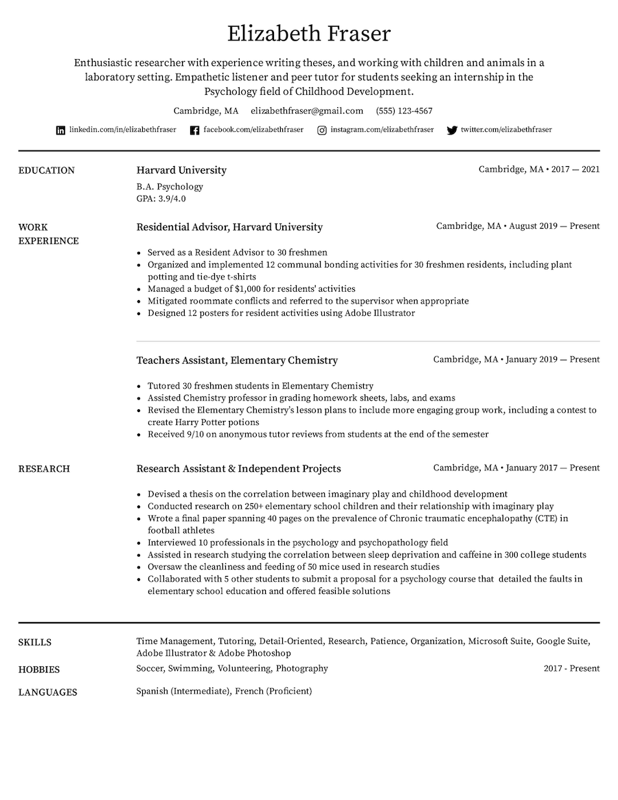 Printable Resume Templates Free