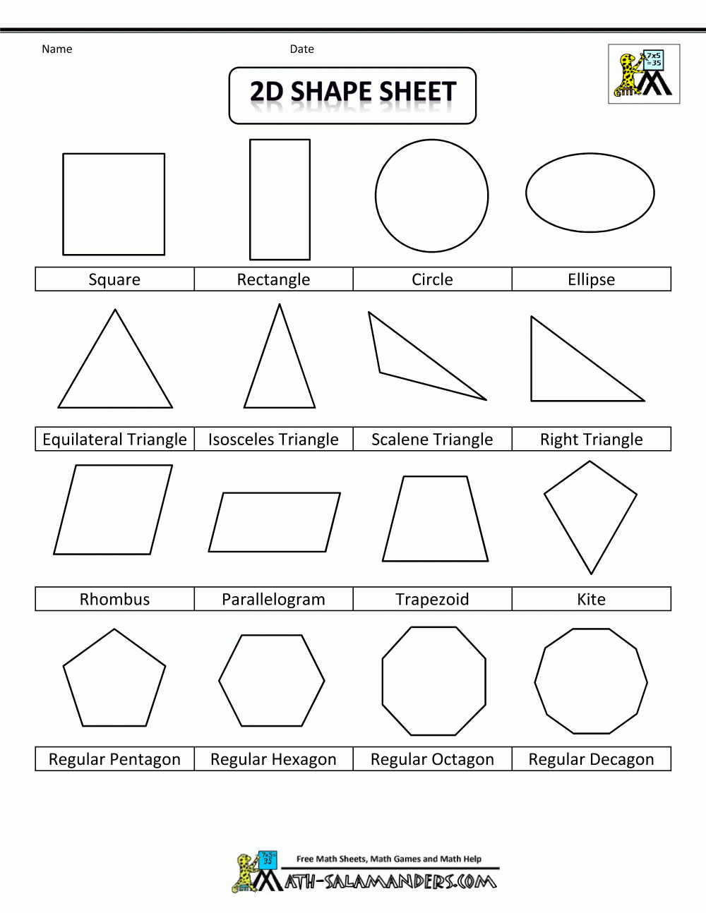 Shapes Template Printable