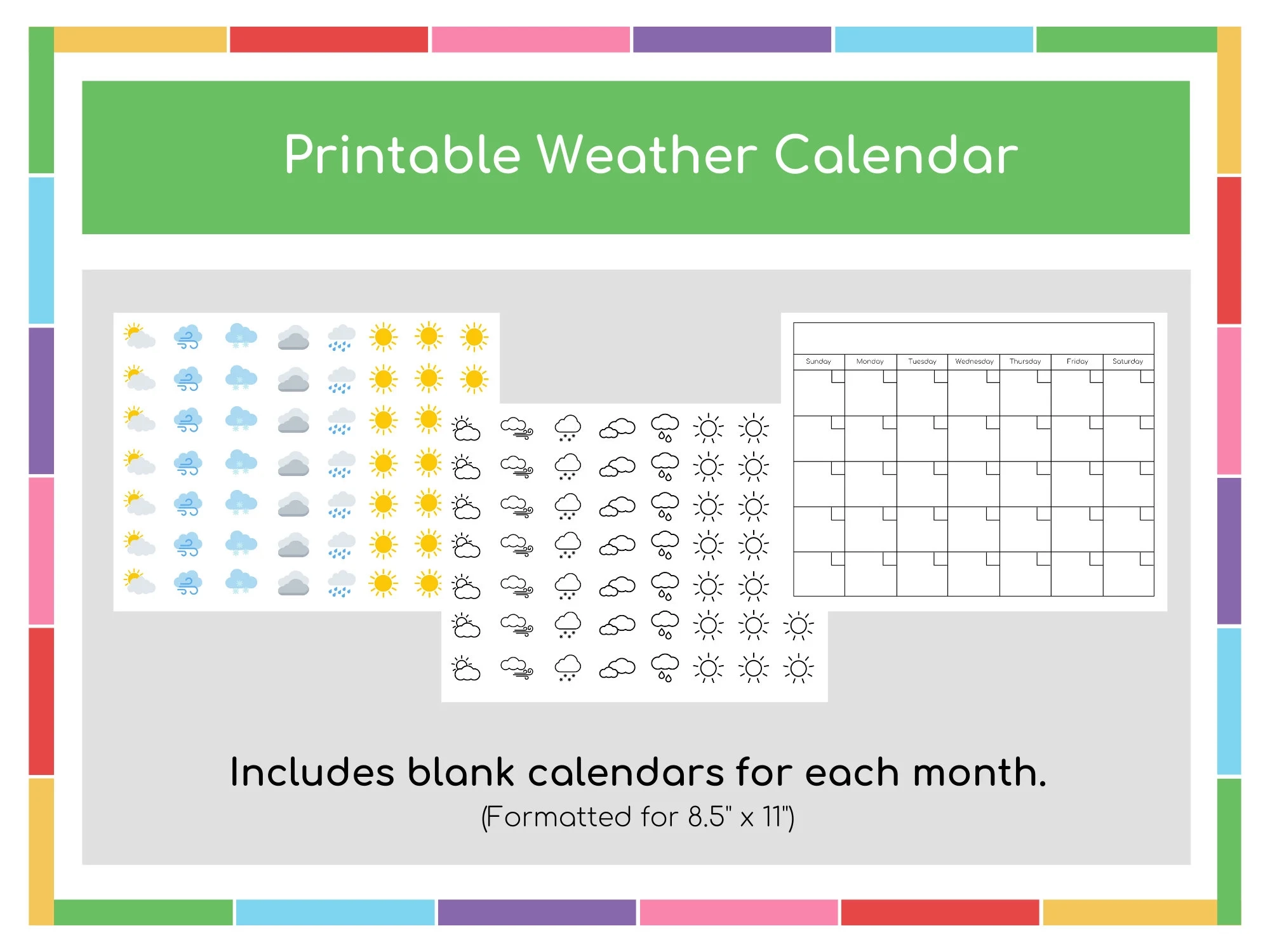 Printable Weather Calendar For Kids Homeschool Printables 