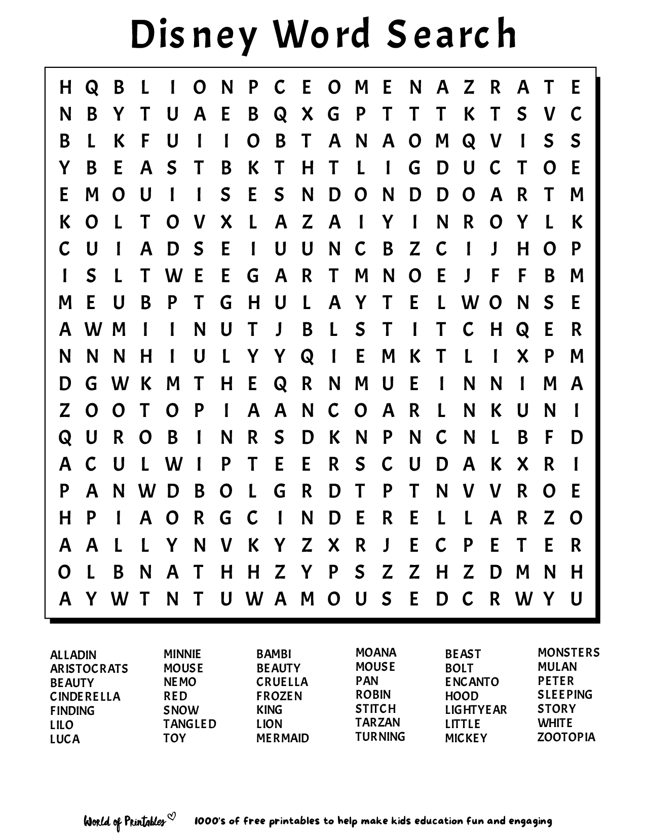 Search A Word Puzzles Free Printable