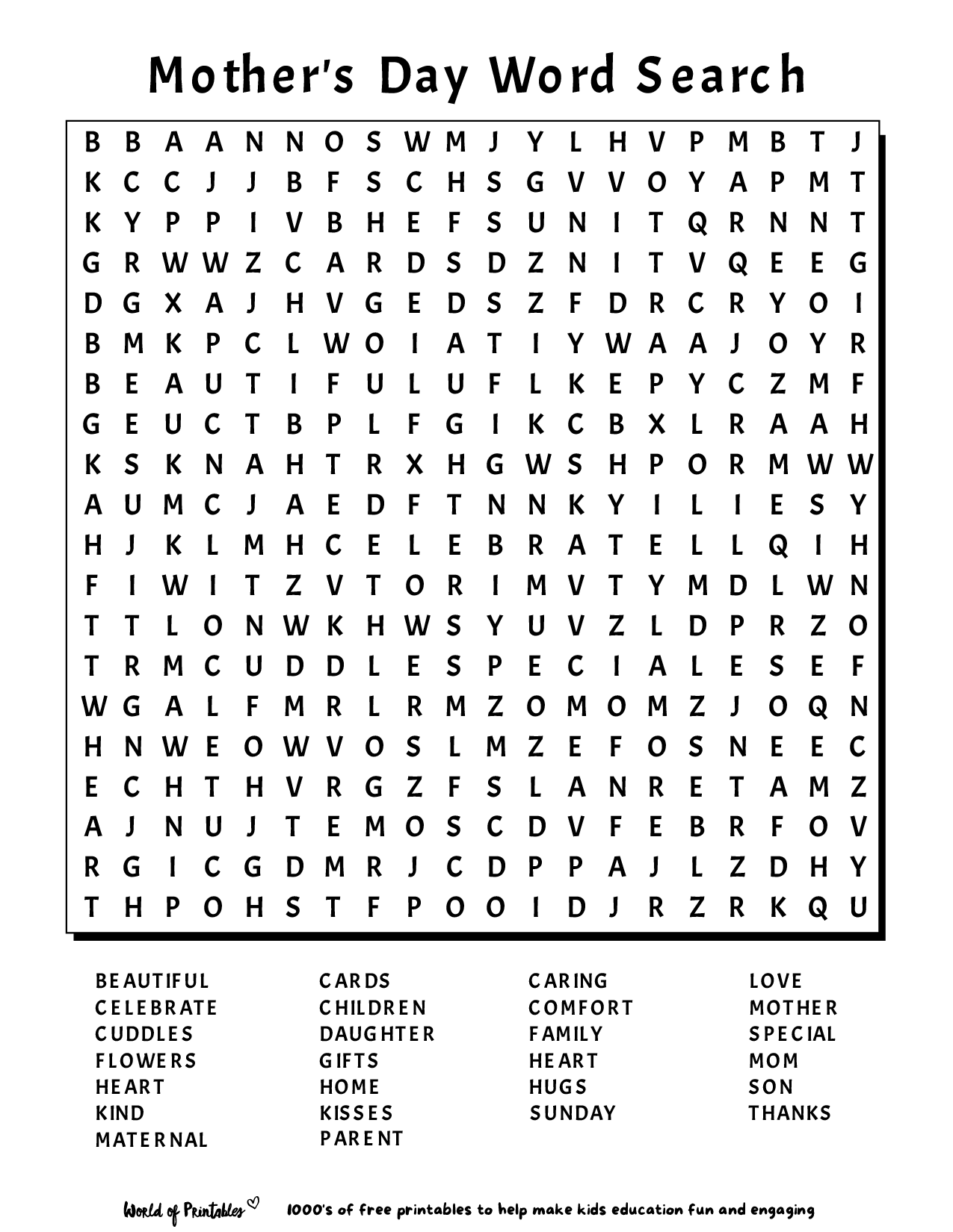Printable Word Search World Of Printables Worksheets Library