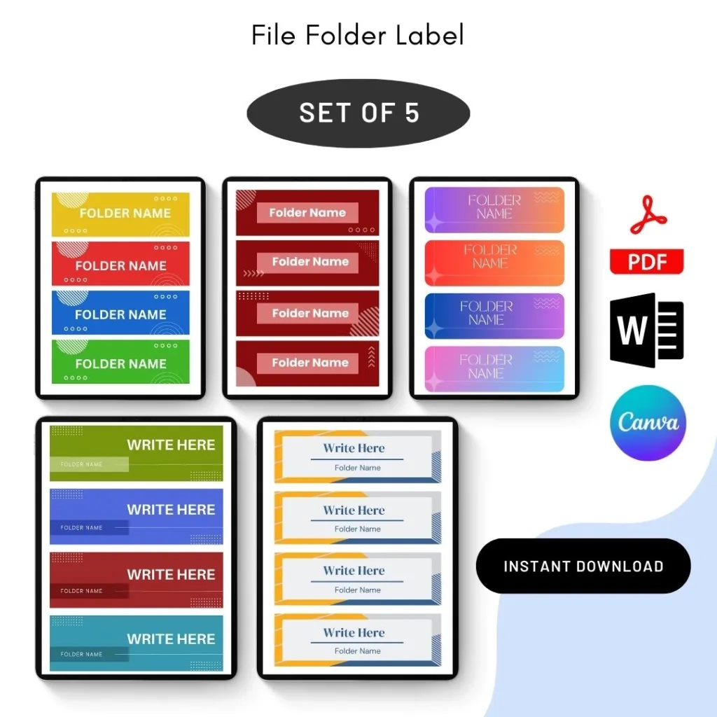Professional File Folder Labels Template Printable amp Editable