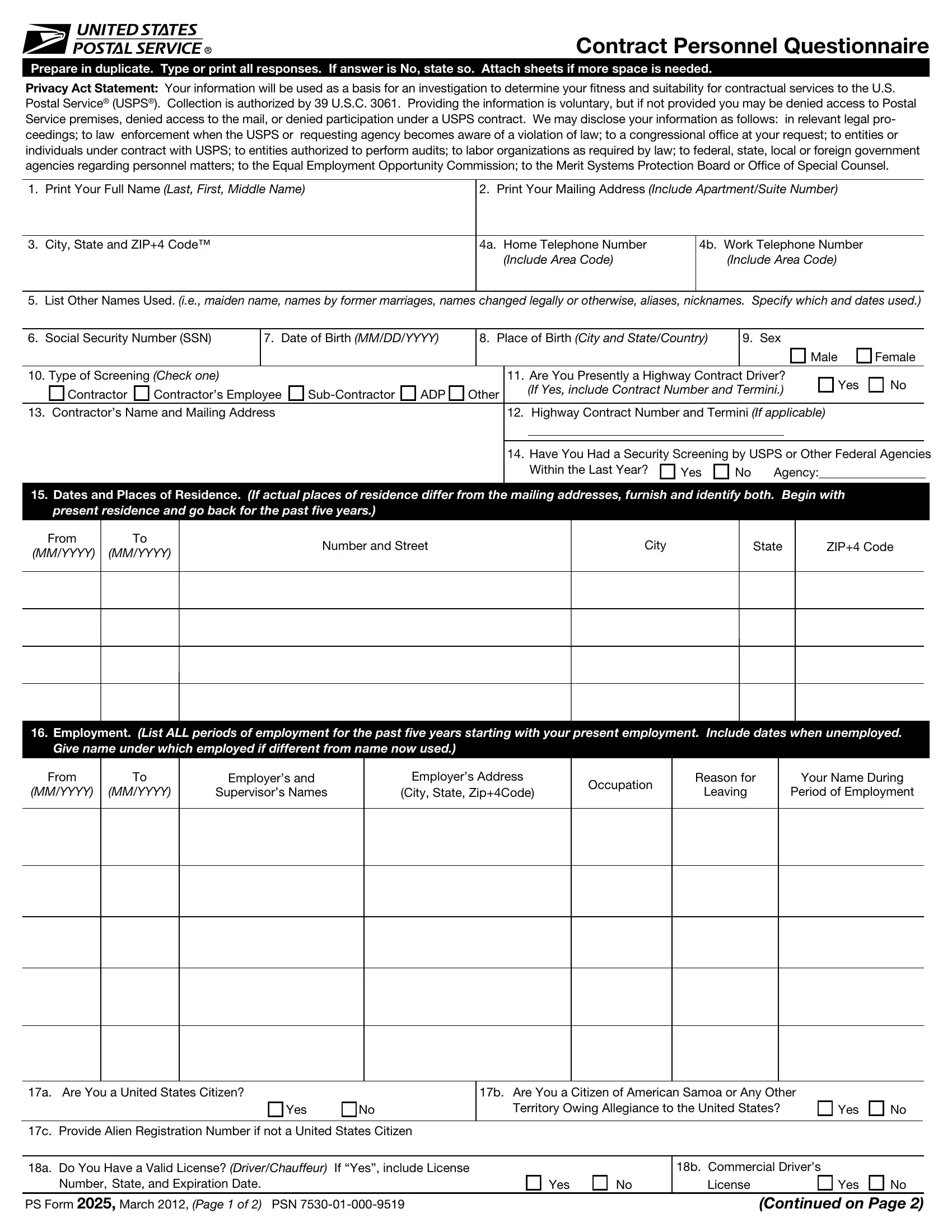 Ps Form 2025 Fill Out Printable PDF Forms Online