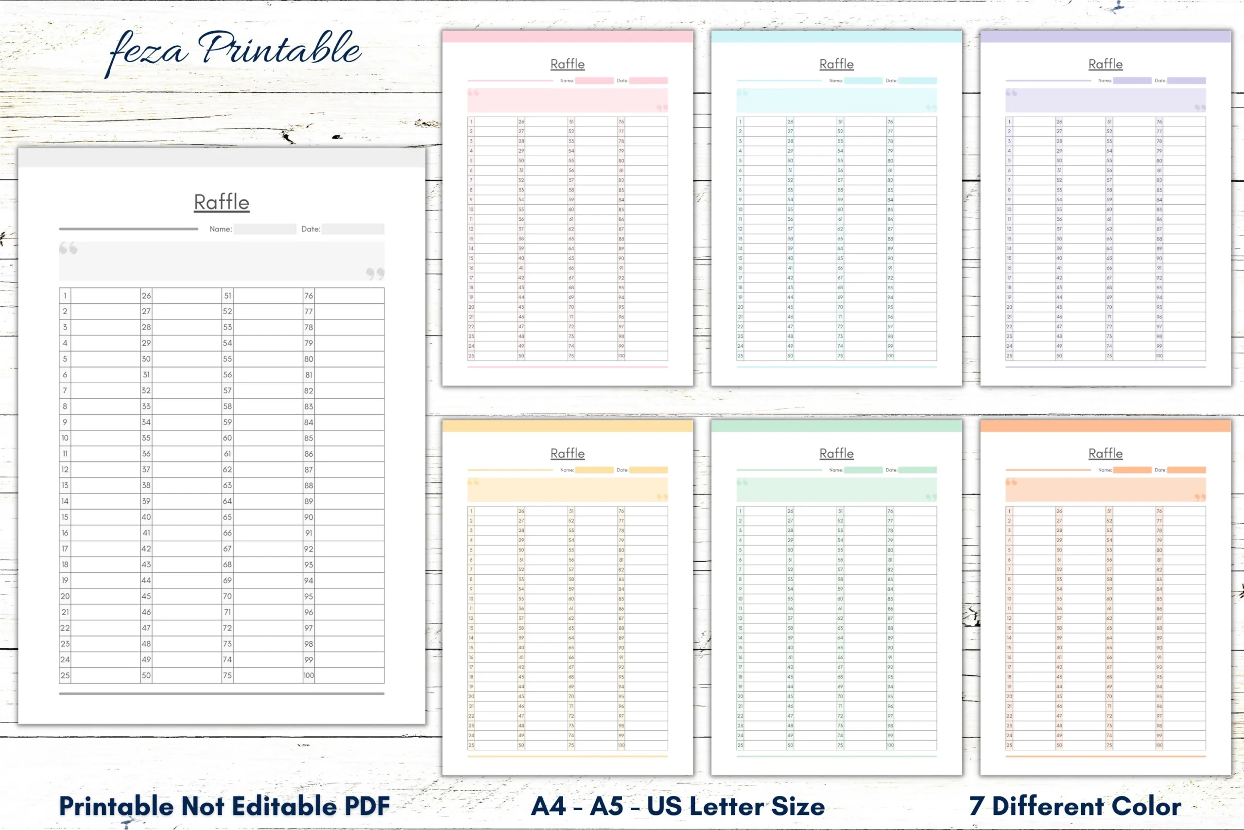 Printable Raffle Sheet Template 1-100