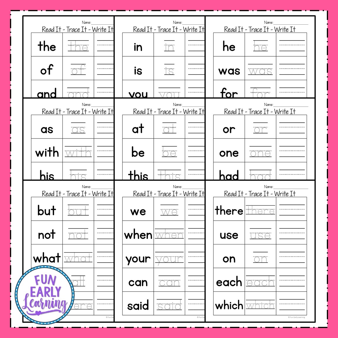 Read It Trace It Write It Frys First 100 Sight Words Fun 