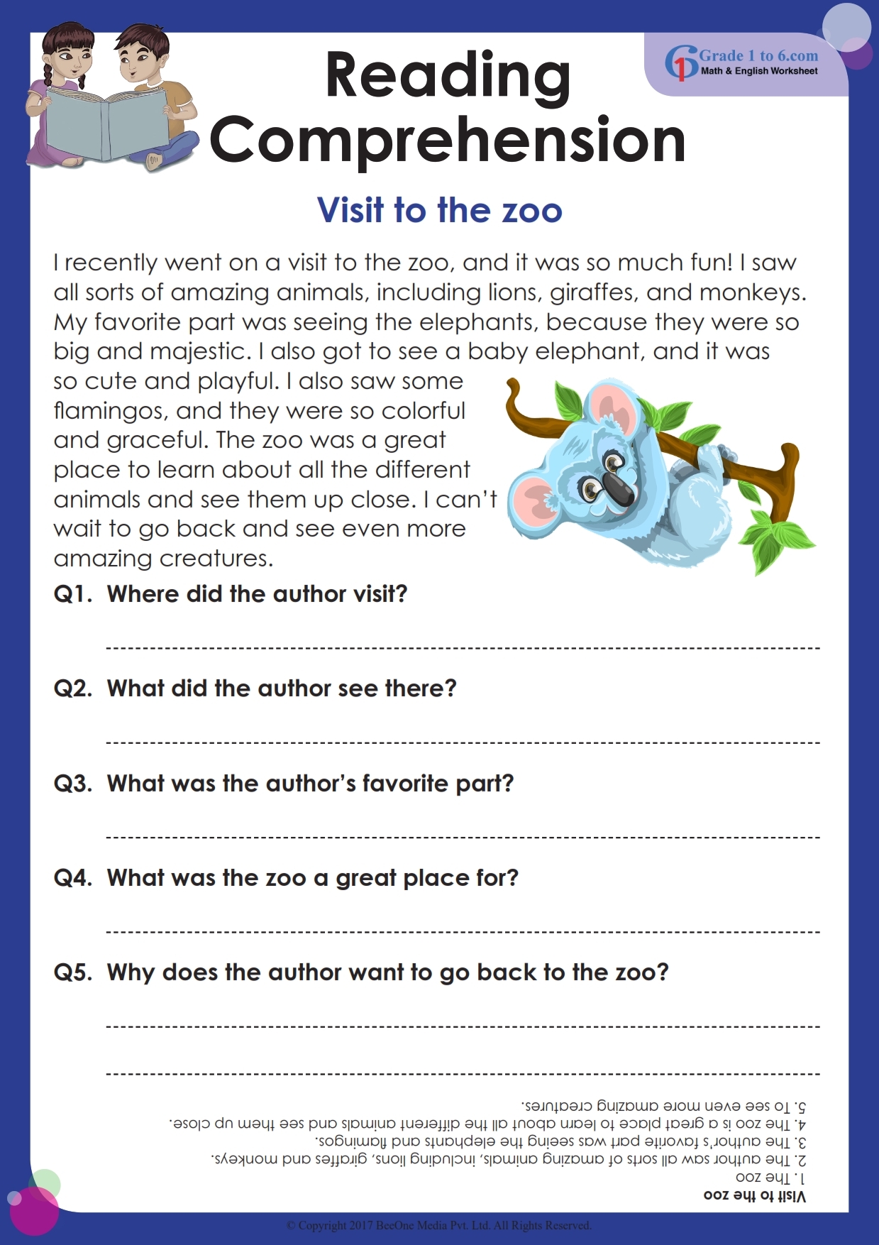 Reading Comprehension Workbook For KS1 Grade 1 Teaching 