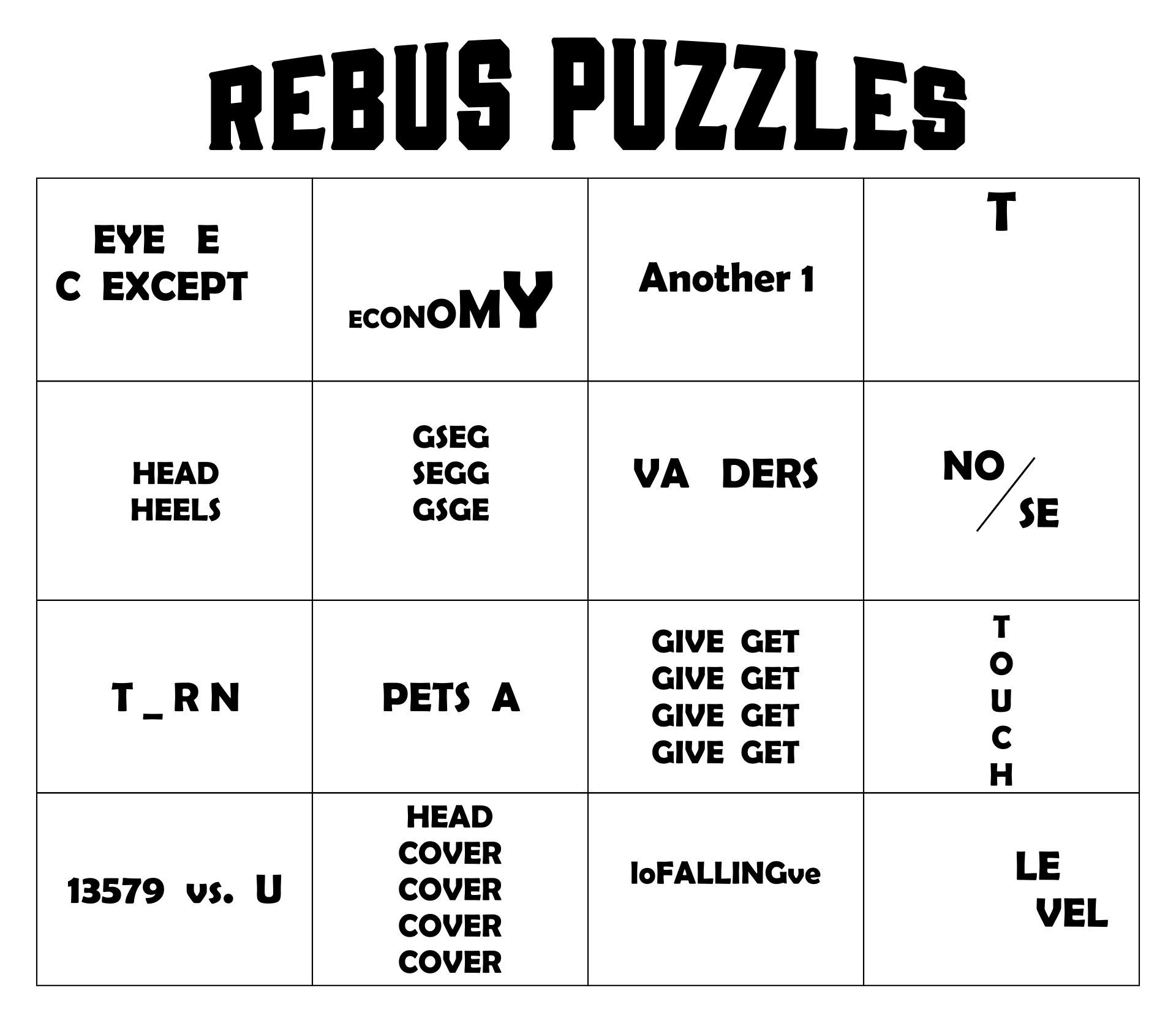 Printable Rebus Puzzles With Answers Pdf