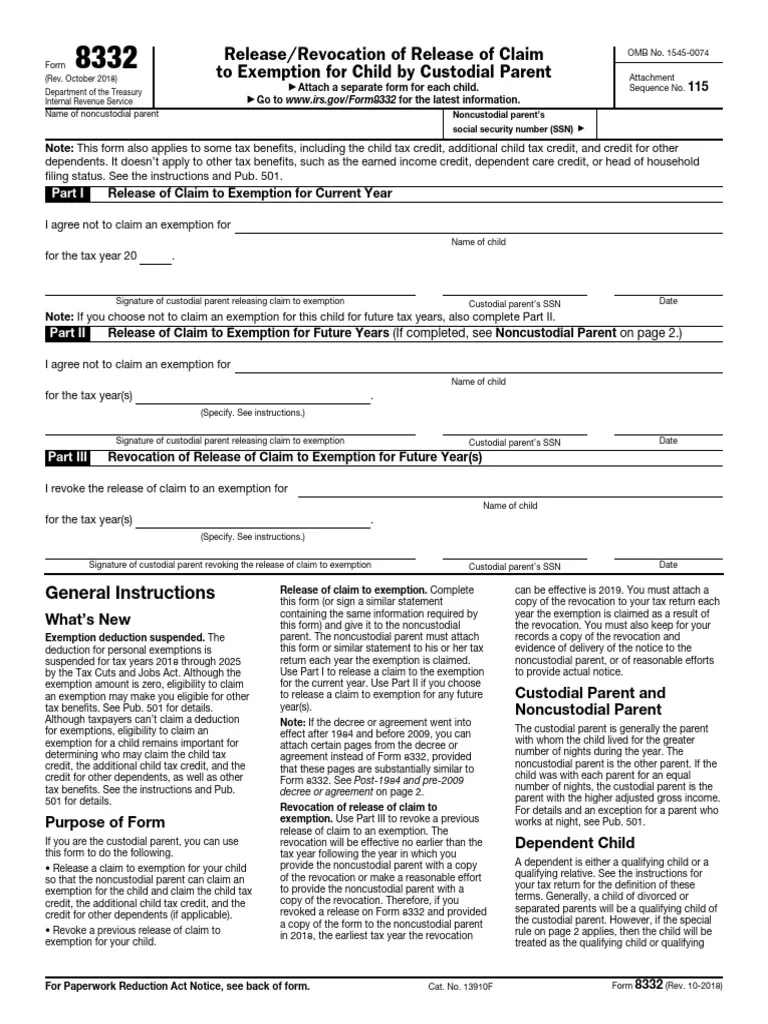 Release Revocation Of Release Of Claim To Exemption For Child By 
