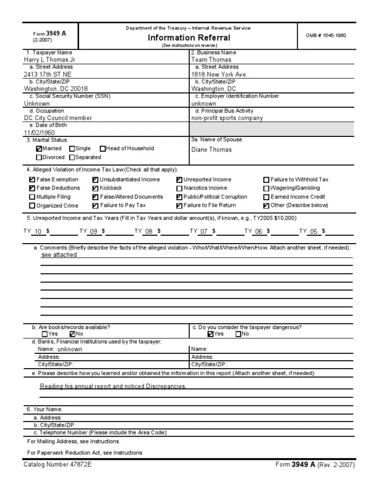 Report Tax Violations Form PDF Internal Revenue Service 