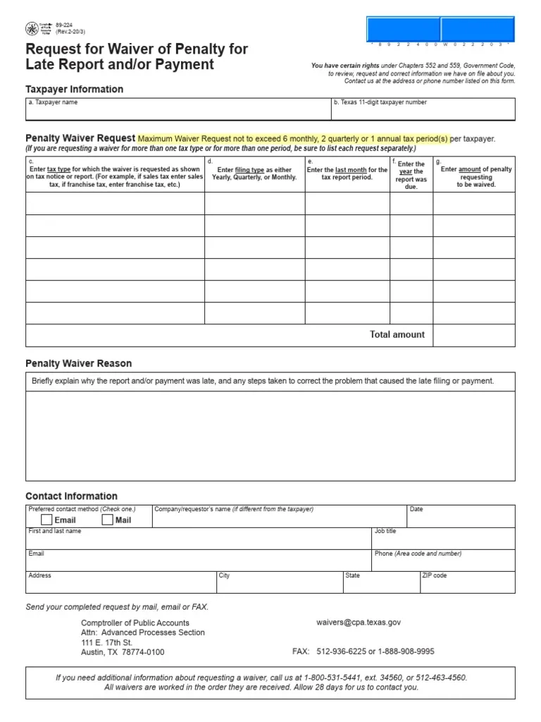 Irs Form To Request Waiver Of Penalty
