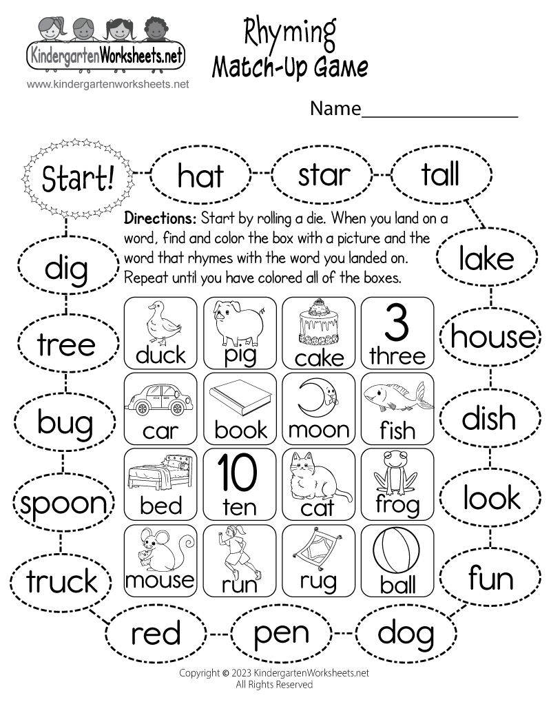 Free Rhyming Words Printables