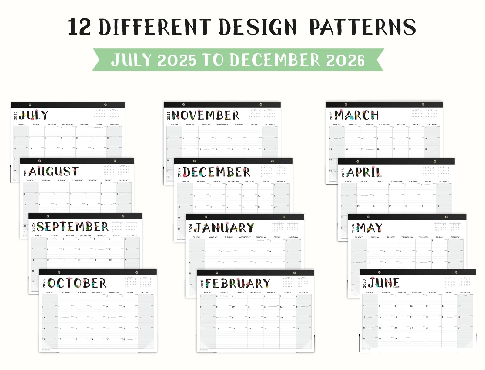 Saiwiimody Desk Calendar 2025 2026 With Stickers And Clear 