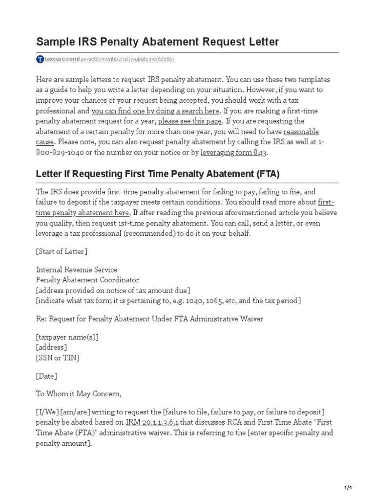 Irs Form To Request Abatement Of Penalties
