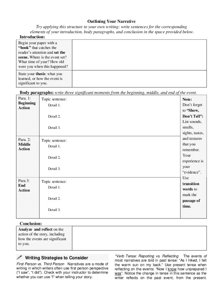 SBCC Structure Of A Personal Narrative Essay Form Fill Online 