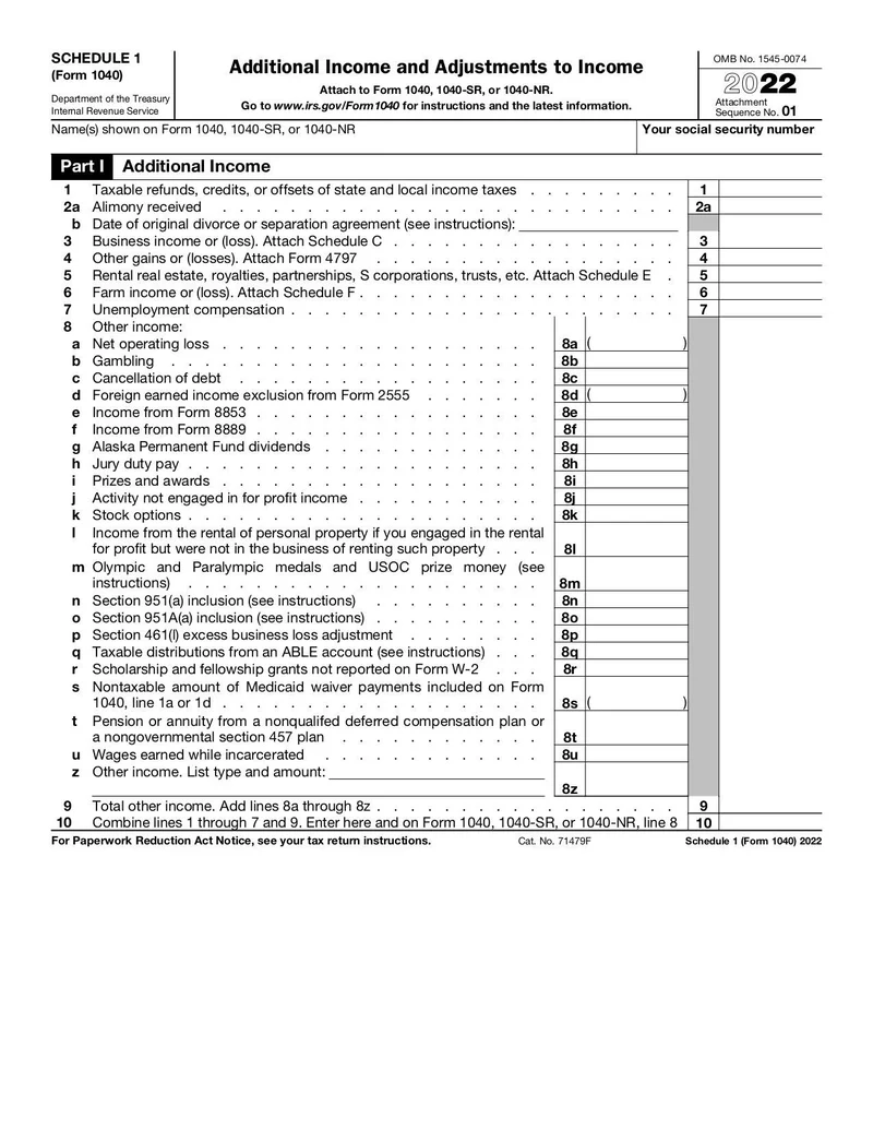 2022 Irs Form 1040 S Schedule 6