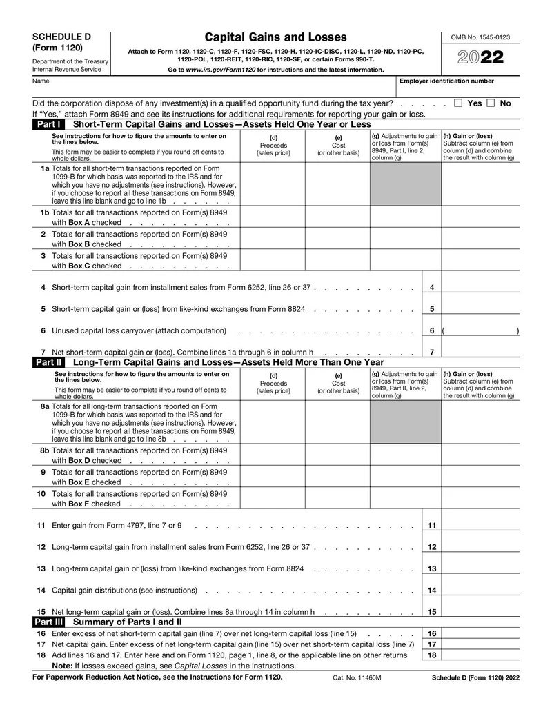 Irs Form 1120 H Printable 2022