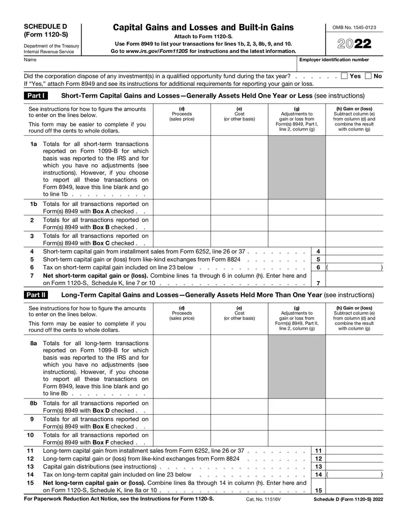 Schedule D Form 1120 S Fill And Sign Online With Lumin