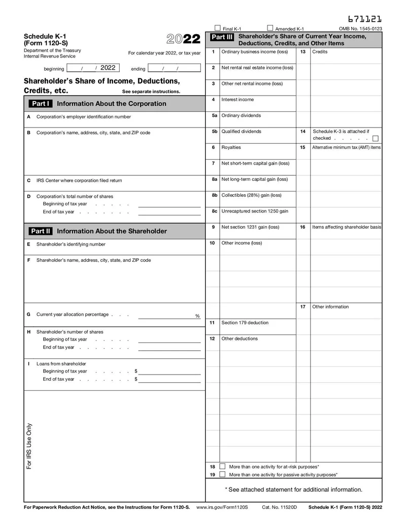 Schedule K 1 Form 1120 S Fill And Sign Online With Lumin
