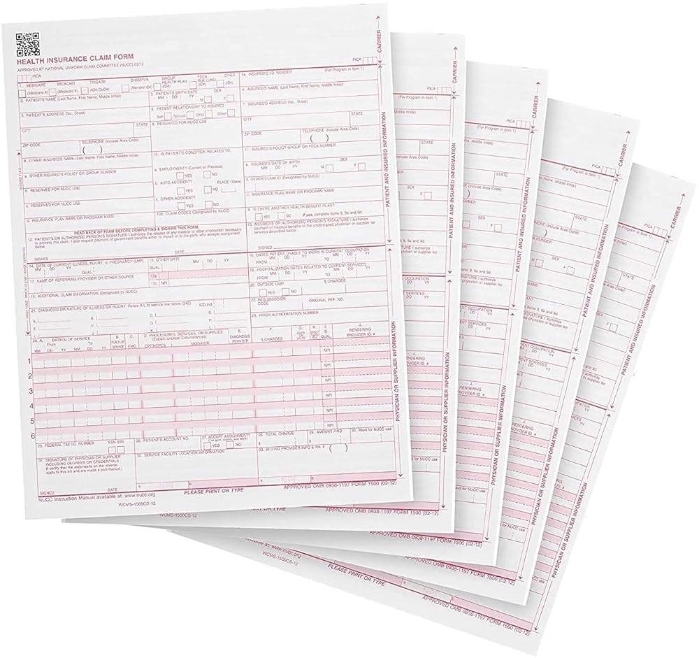SecurityDocs CMS 1500 Gesundheitsversicherungsformulare 500 Blatt 