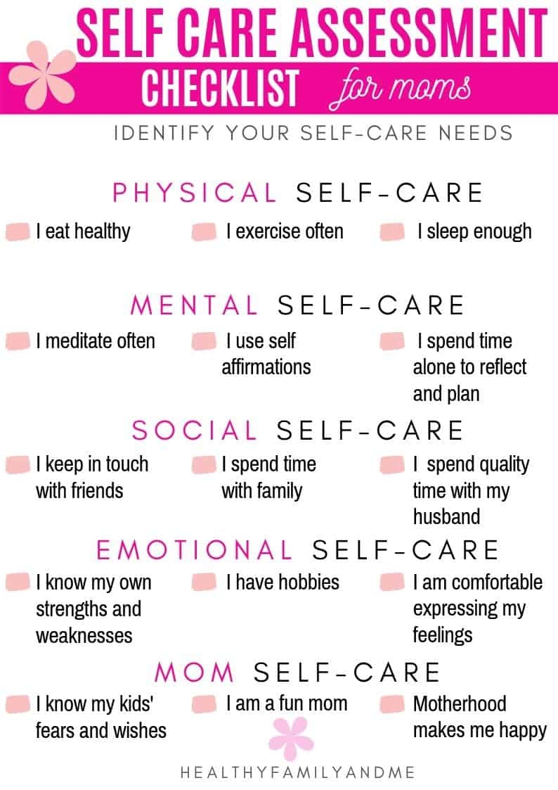 Self Care Assessment Survey Checklist Healthy Family And Me 