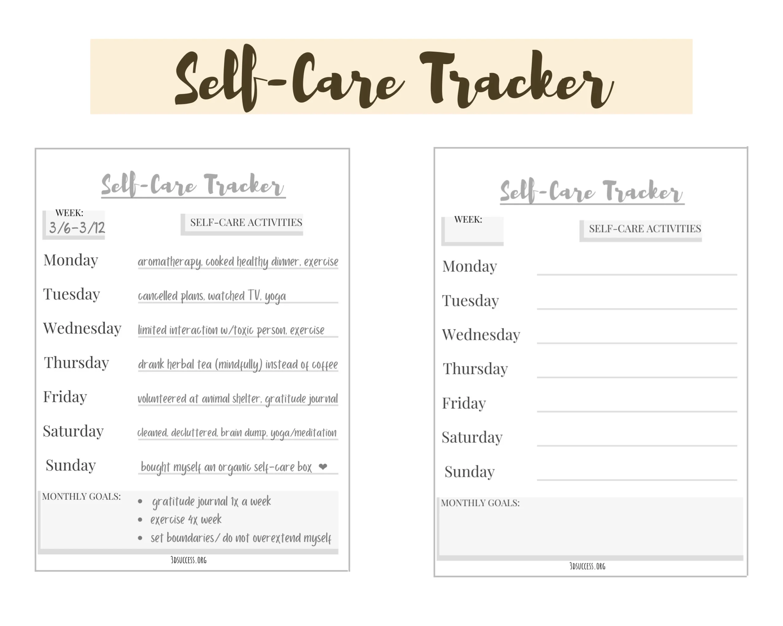 Self Care Plan Worksheets Printable PDF Bundle Self Care Ideas 