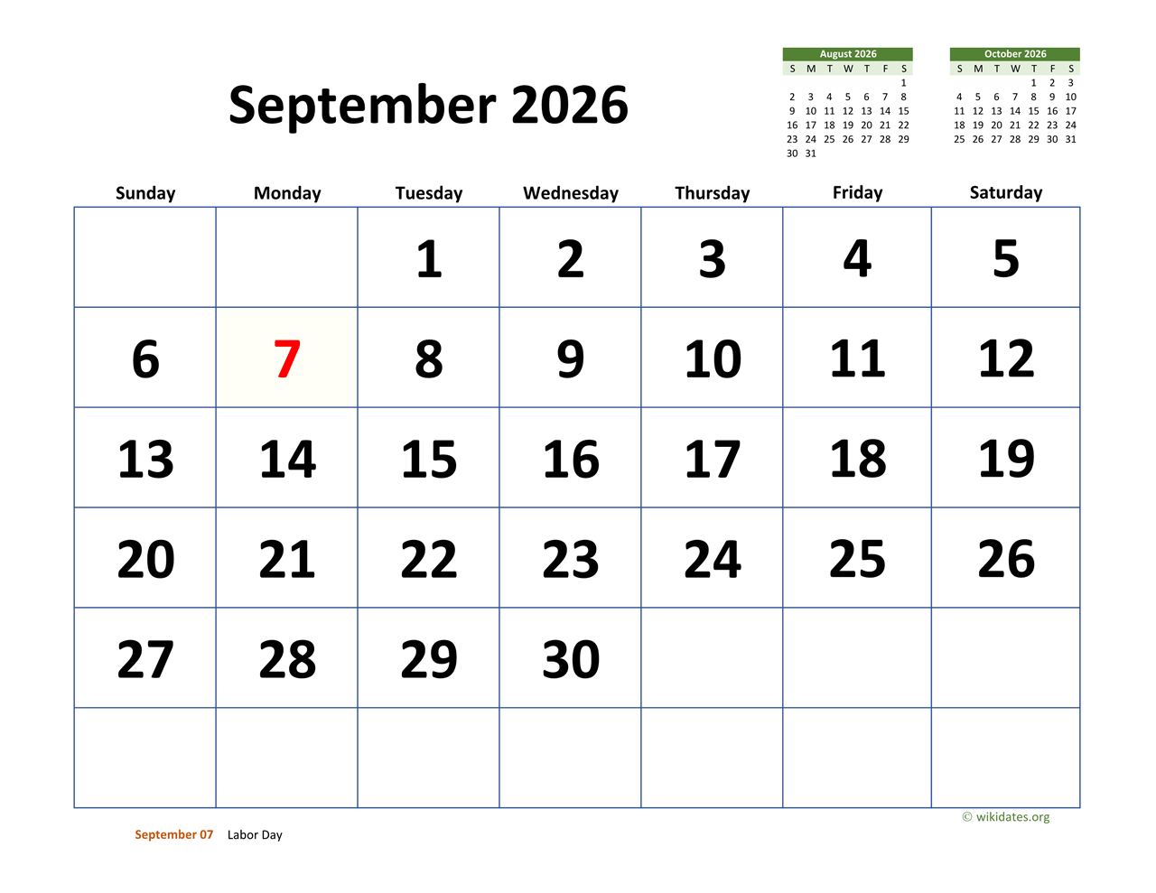 September 2026 Calendar