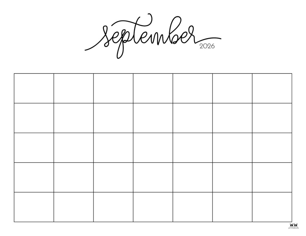 Blank Calendar Sept 2026 Printable