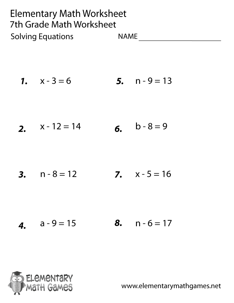 Free Math Worksheets For 7th Graders Printable
