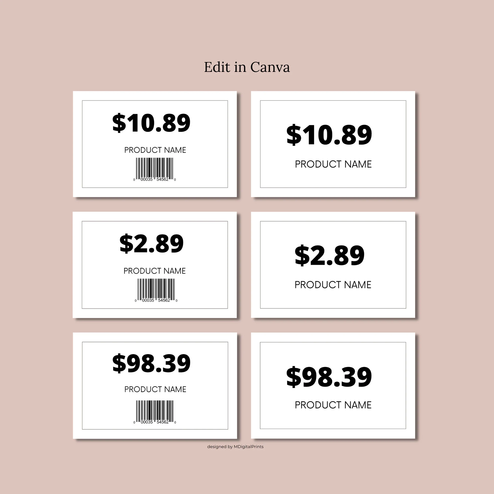 Shelf Pricing Tags Bearbeitbare Canva Vorlage 