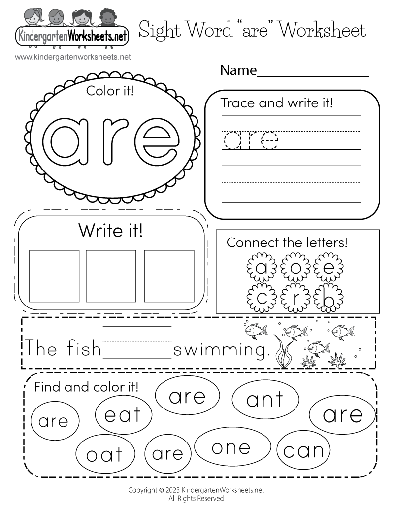 Printable Kindergarten Reading Worksheets Sight Words