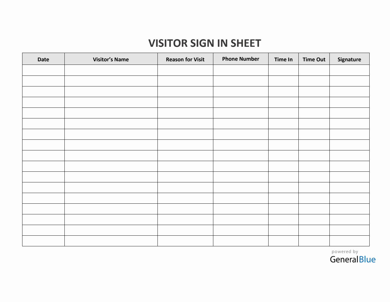 Visitor Template Form Free Printable