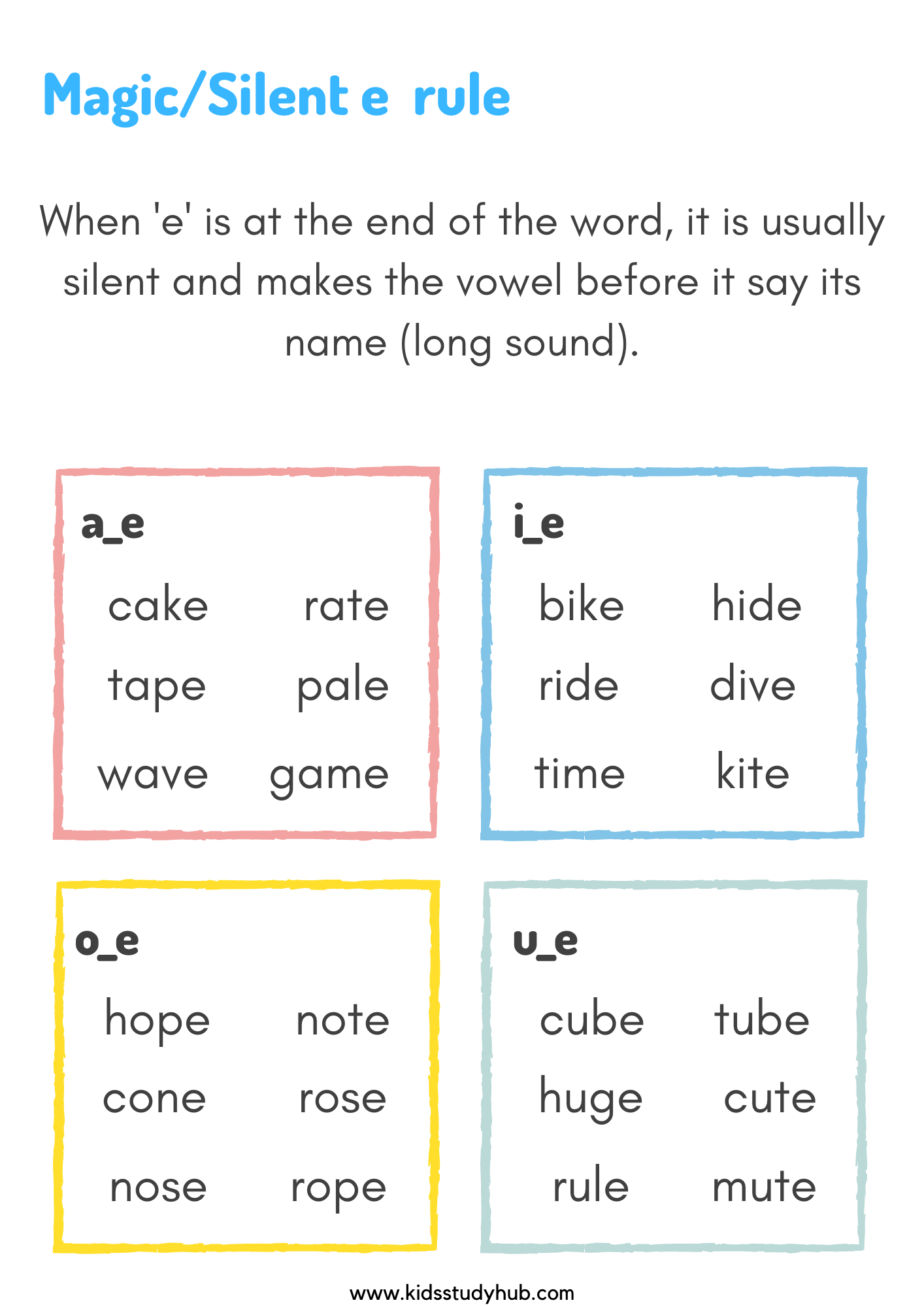 Silent E Words Worksheet Downloadable PDF For Kids Worksheets 