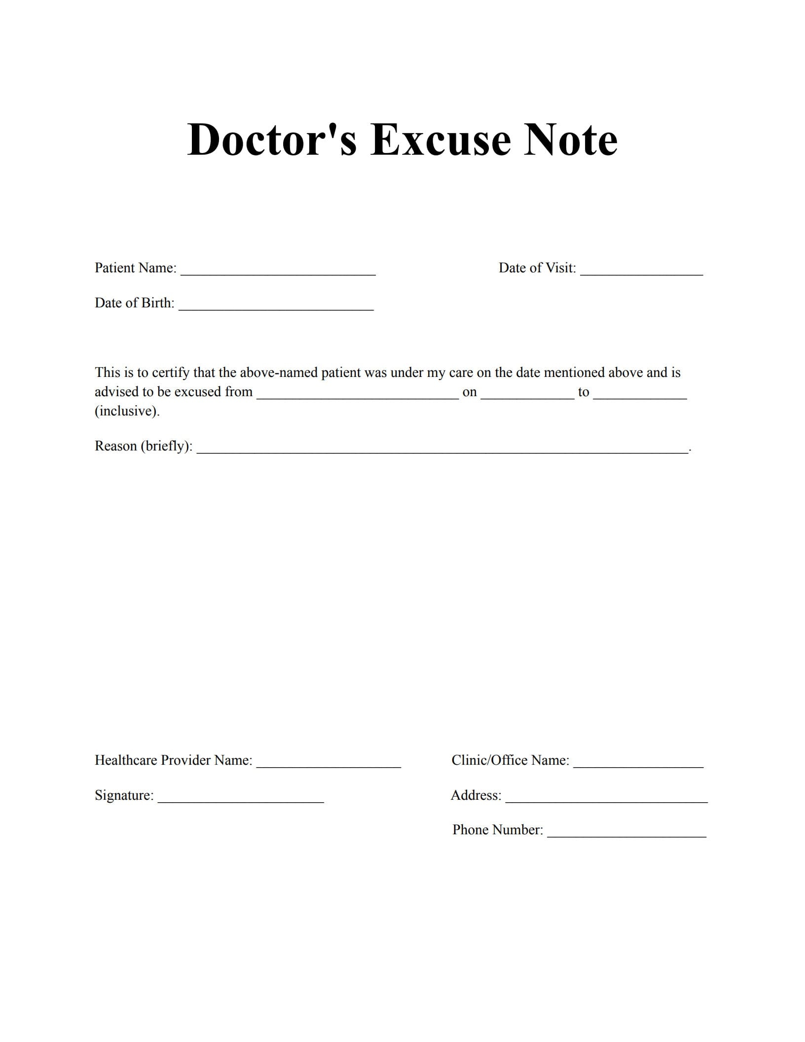 Simple Excuse Note Template PDF Agile