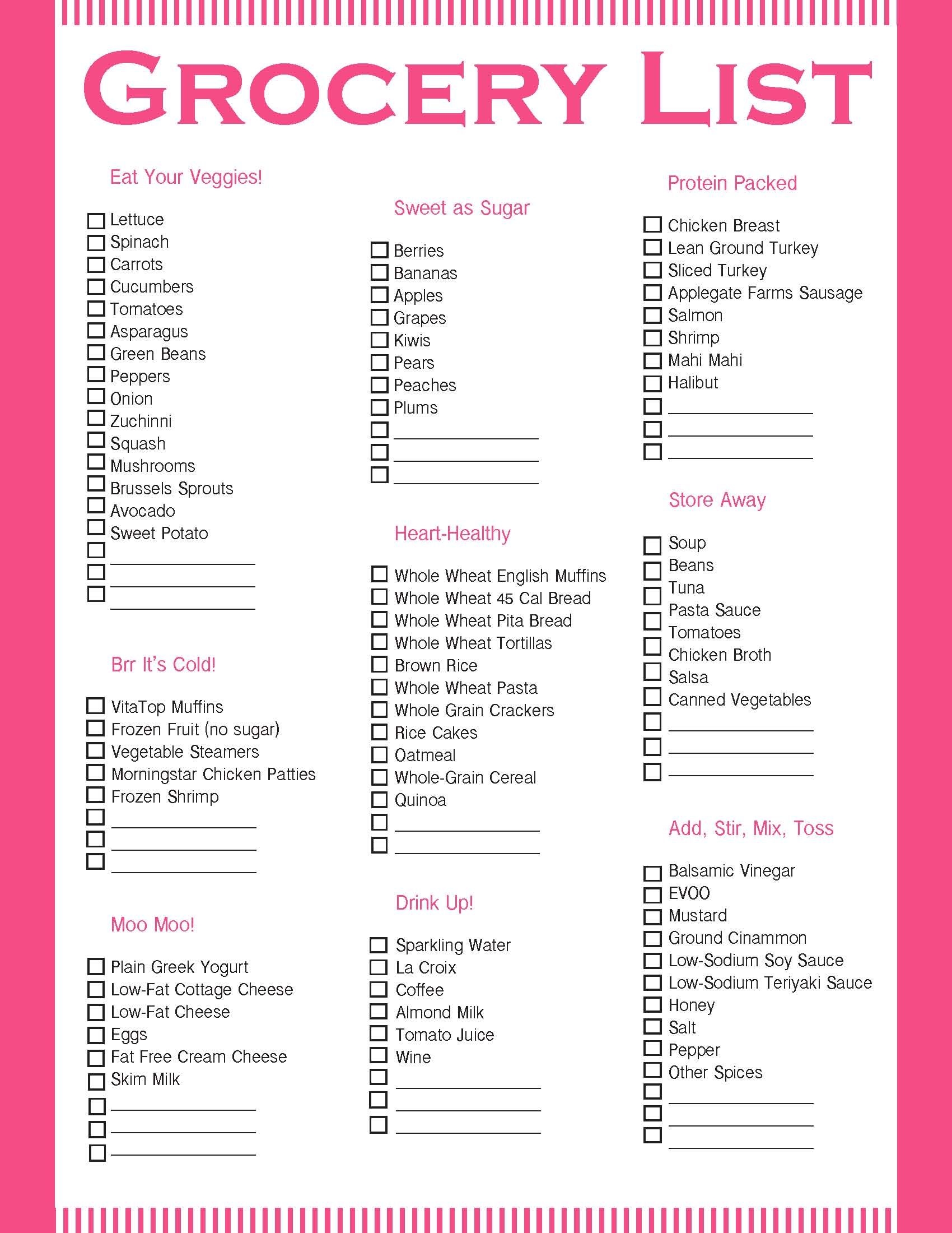 Printable Healthy Foods List Pdf
