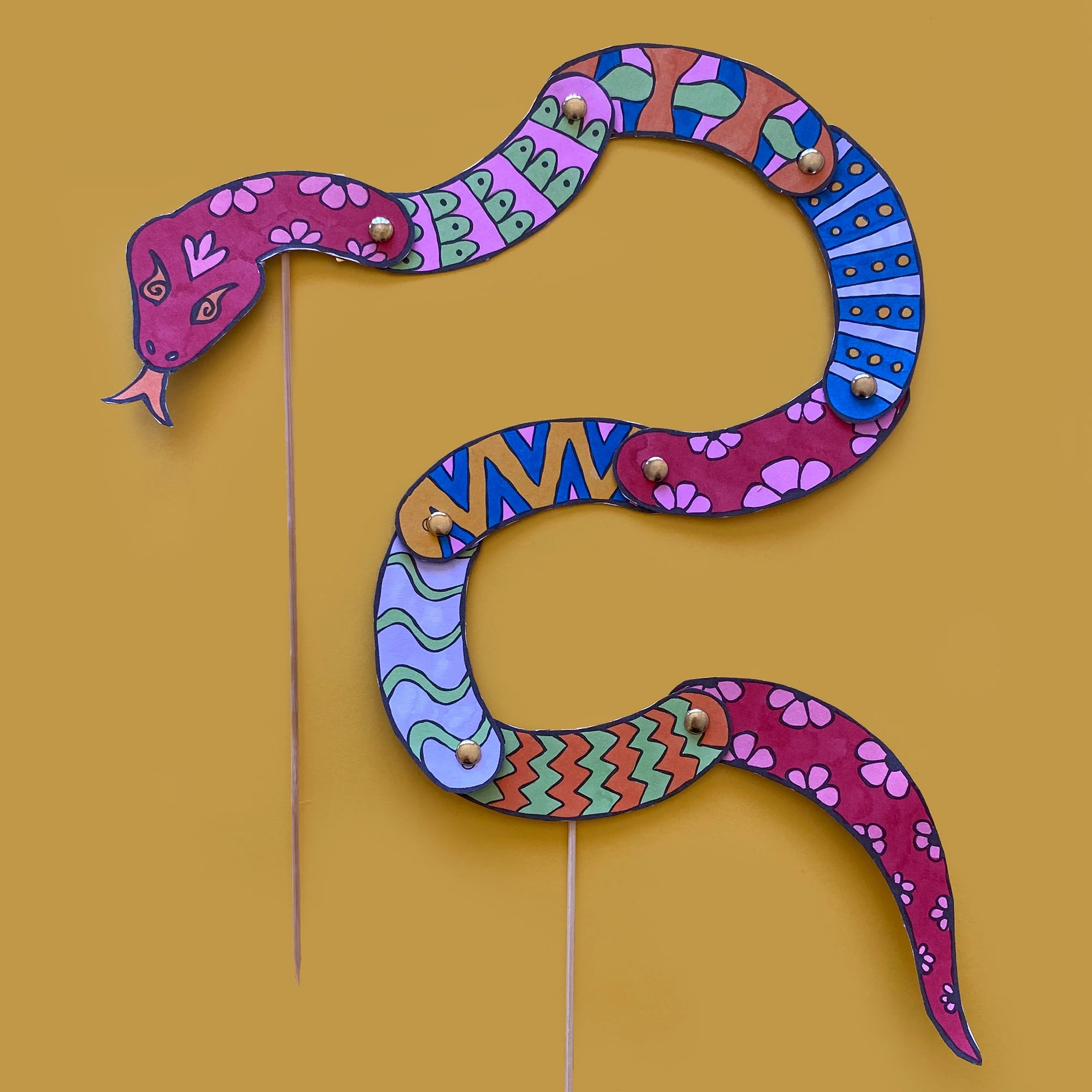 Snake Puppet Printable Template Mini Mad Things
